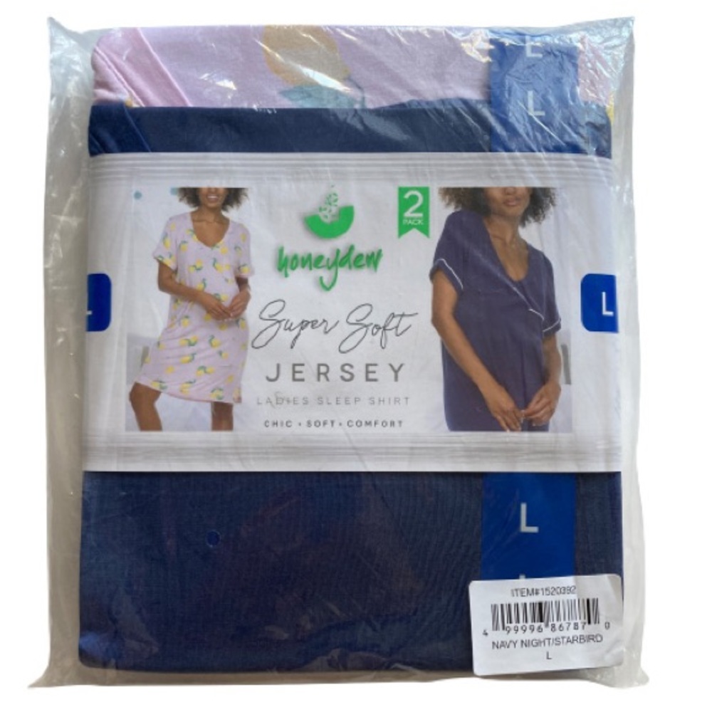 Honeydew 2-Pack Super Soft Jersey Ladies Sleep Shirt Size Large